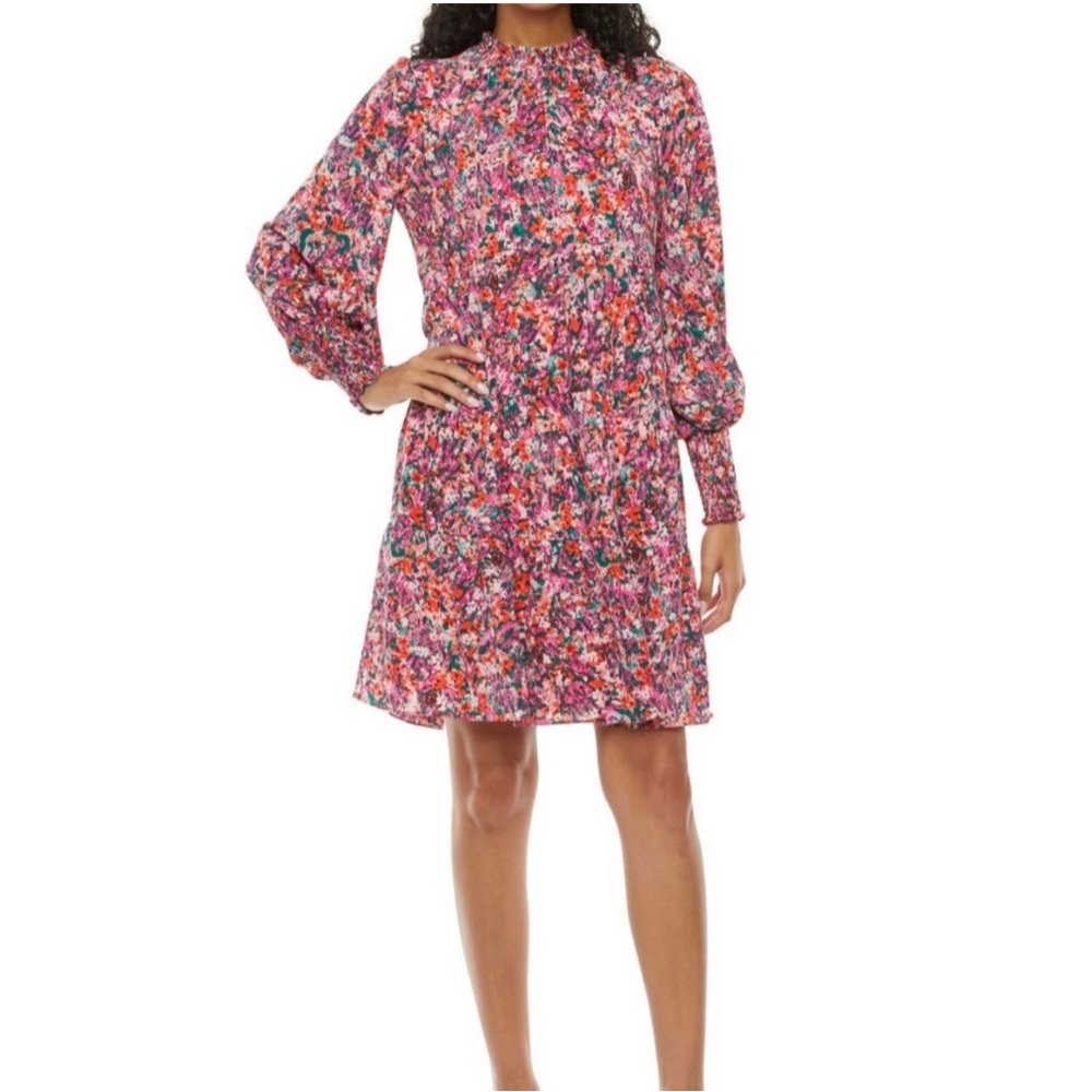 MAIA Long Sleeve Floral Fit + Flare Dress